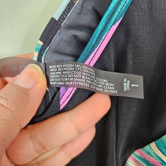 NWT Torrid Mesh High Neck One-Piece Swimsuit. Multi-Colored 1X - Picture 13 of 15